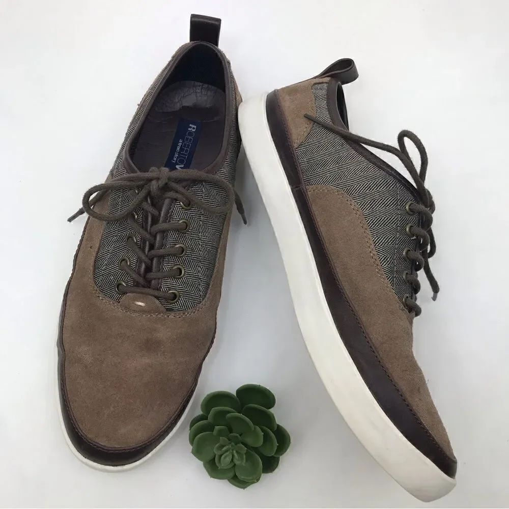 Roberto Vasi Brown Suede and Tweed Lace Up Casual Shoes